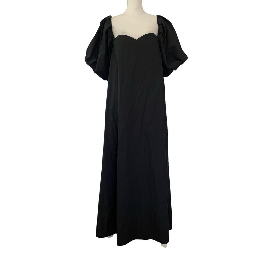 Banana‎ Republic Puff Sleeve Maxi Dress Size 14 Black Low Back Wedding Event NWT